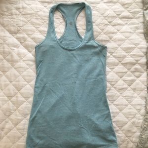Lululemon aqua color striped racetrack tank